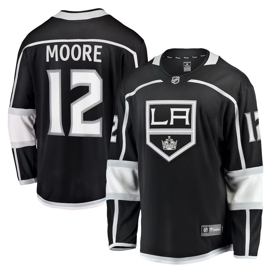 Men Los Angeles Kings #12 Trevor Moore Fanatics Branded Black Home Breakaway Player NHL Jersey
